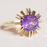 Anello vintage in oro giallo 14K con ametista (1.70ct ca.), anni ‘60/‘70