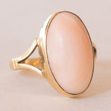 Vintage Ring aus 18 Karat Gelbgold mit rosa Koralle, 50er Jahre