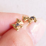 Vintage Schnauzer Hundeohrringe aus 18 Karat Gelbgold mit blauem Topas, 70er Jahre
