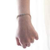 Vintage two-tone 14K gold bracelet with huit-huit cut diamonds, 70s