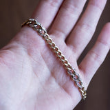 Vintage two-tone 14K gold bracelet with huit-huit cut diamonds, 70s