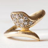 Vintage 14K Gold Diamond (approx. 0.12ctw) Snake Ring, 70s