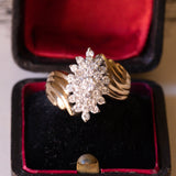 Anello vintage in oro 14K con diamanti di taglio brillante (1ctw ca.), anni ‘70