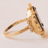 Anello vintage in oro giallo 18K con mosaico, anni ‘70/‘80