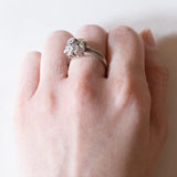 Vintage Gänseblümchenring aus 18 Karat Weißgold mit Diamanten (ca. 0.30 ctw), 60er Jahre