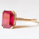 Vintage Ring aus 18 Karat Gelbgold mit synthetischem Rubin (ca. 2.70 ct), 60er Jahre