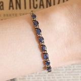 Halbstarres Vintage-Armband aus 14 Karat Gelbgold mit Saphiren (ca. 3.60 ctw) und Diamanten, 60er/70er Jahre