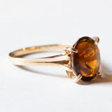 🎃 Anello vintage da cocktail in oro 18K con quarzo citrino, anni ‘50/‘60