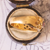 Vintage 18K yellow gold aquamarine and pink tourmaline ring, 60s