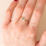 Vintage Ring aus 18 Karat Gelbgold und Weißgold mit Smaragd, 60er/70er Jahre