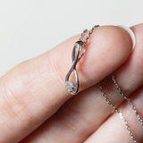 Vintage 9K Weißgold Halskette mit 9K Weißgold Anhänger mit Diamanten, 80er / 90er Jahre