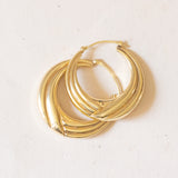 Винтажные серьги-кольца с полыми трубками из 14-каратного золота, 70-е гг.