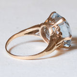 Anello vintage da cocktail in oro 18K con spinello azzurro, anni ‘60/‘70