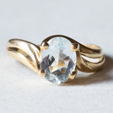 Anello vintage in oro 18K con acquamarina, anni ‘50/‘60