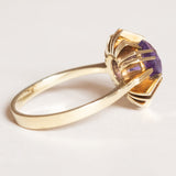 Anello vintage in oro giallo 14K con ametista (1.70ct ca.), anni ‘60/‘70