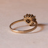 Anello vintage a cuore in oro 18K con topazi e diamante, anni ‘60/‘70