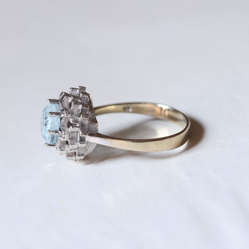 Vintage 14K gold ring with aquamarine, 50s / 60s