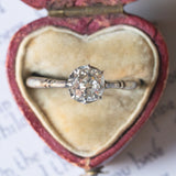 Retro-Solitär aus 18 Karat Weißgold mit altem Diamanten im Minenschliff (ca. 0.80 ct), 40er Jahre