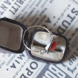 Antique 8K gold and silver ring with coral and white stones, early 1900s