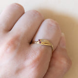 Vintage snake ring in 18K gold with rubies, 70s