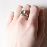 Anello vintage in oro 14K con acquamarina (4ct ca.), anni ‘60