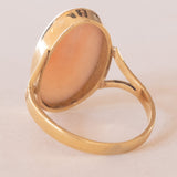 Vintage Ring aus 18 Karat Gelbgold mit rosa Koralle, 50er Jahre