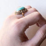 8K gold ring with turquoise, 1940s