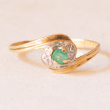 Vintage Ring aus 18 Karat Gelbgold und Weißgold mit Smaragd, 60er/70er Jahre