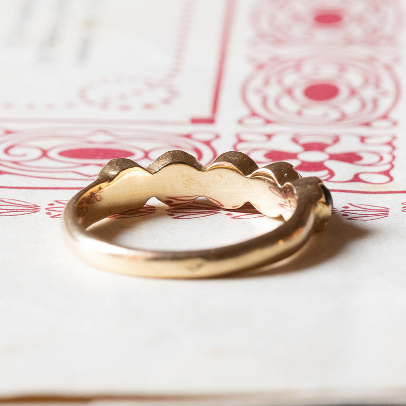 🥀 Veretta vintage in oro 18K con granati, anni ‘40/‘50