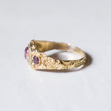 Vintage 18K gold ring with rubies and diamonds, 1950s