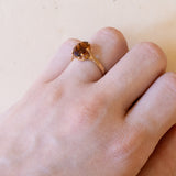 Solitaire ring in 18K gold with citrine quartz, 1960s