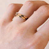 Pair of antique rings in 18K gold with black stones, early 1900s