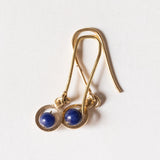 Vintage 18K Yellow Gold Lapis Lazuli Earrings, 70s