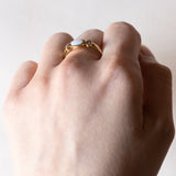 Anello vintage in oro 14K con opale e diamanti, anni ‘60/‘70