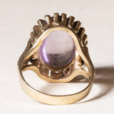 Vintage 8K gold cocktail ring with cabochon cut amethyst, 1950s / 1960s