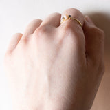 Trilogy ring in 18K gold with pearl and sapphires, 60s