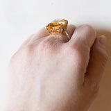 Anello vintage da cocktail in oro 18K con quarzo citrino (15ct ca.), anni ‘60