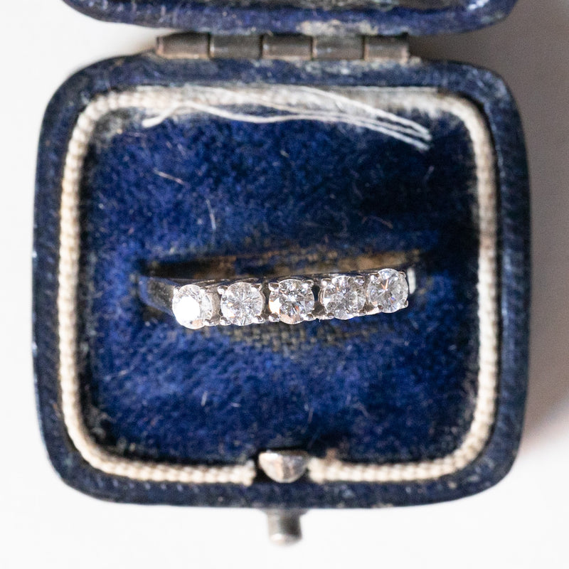 Veretta vintage in oro bianco 14K con diamanti di taglio brillante (0.50ctw ca.), anni ‘60/‘70
