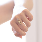 Vintage 14K gold ring with teardrop cut diamond (0.58ct), 70s