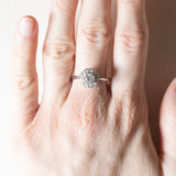 Vintage Gänseblümchenring aus 18 Karat Weißgold mit Diamanten (ca. 0.86 ctw), 70er Jahre