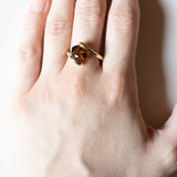 🎃 Anello vintage in oro 9K e tormalina arancione, anni ‘60/‘70