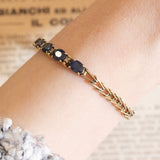Halbstarres Vintage-Armband aus 14 Karat Gelbgold mit Saphiren (ca. 3.60 ctw) und Diamanten, 60er/70er Jahre