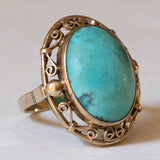 8K gold ring with turquoise, 1940s