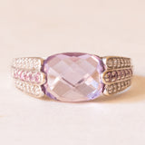 Vintage Ring aus 18 Karat Weißgold mit Amethyst, rosa Saphir und Diamant, 80er Jahre