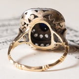 Vintage Antik Stil 18 Karat Gelbgold und Silber Rosettenschliff Saphir und Diamant Gänseblümchen Ring