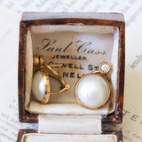 Orecchini vintage in oro 18K con perle mabé e diamanti (0.20ctw ca.), anni ‘60