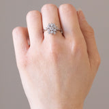 Vintage Gänseblümchenring aus Platin mit Diamanten (ca. 0.75 ctw), 60er