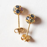 Vintage Ohrringe aus 18 Karat Gold mit Rubinen, blauen Saphiren und grünen Saphiren, 70er Jahre