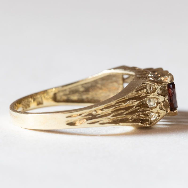 Anello vintage in oro 14K con granati, anni ‘70