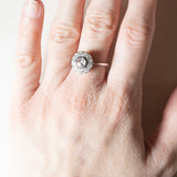 Vintage Gänseblümchenring aus 18 Karat Weißgold mit Diamanten (ca. 0.79 ctw), 50er Jahre